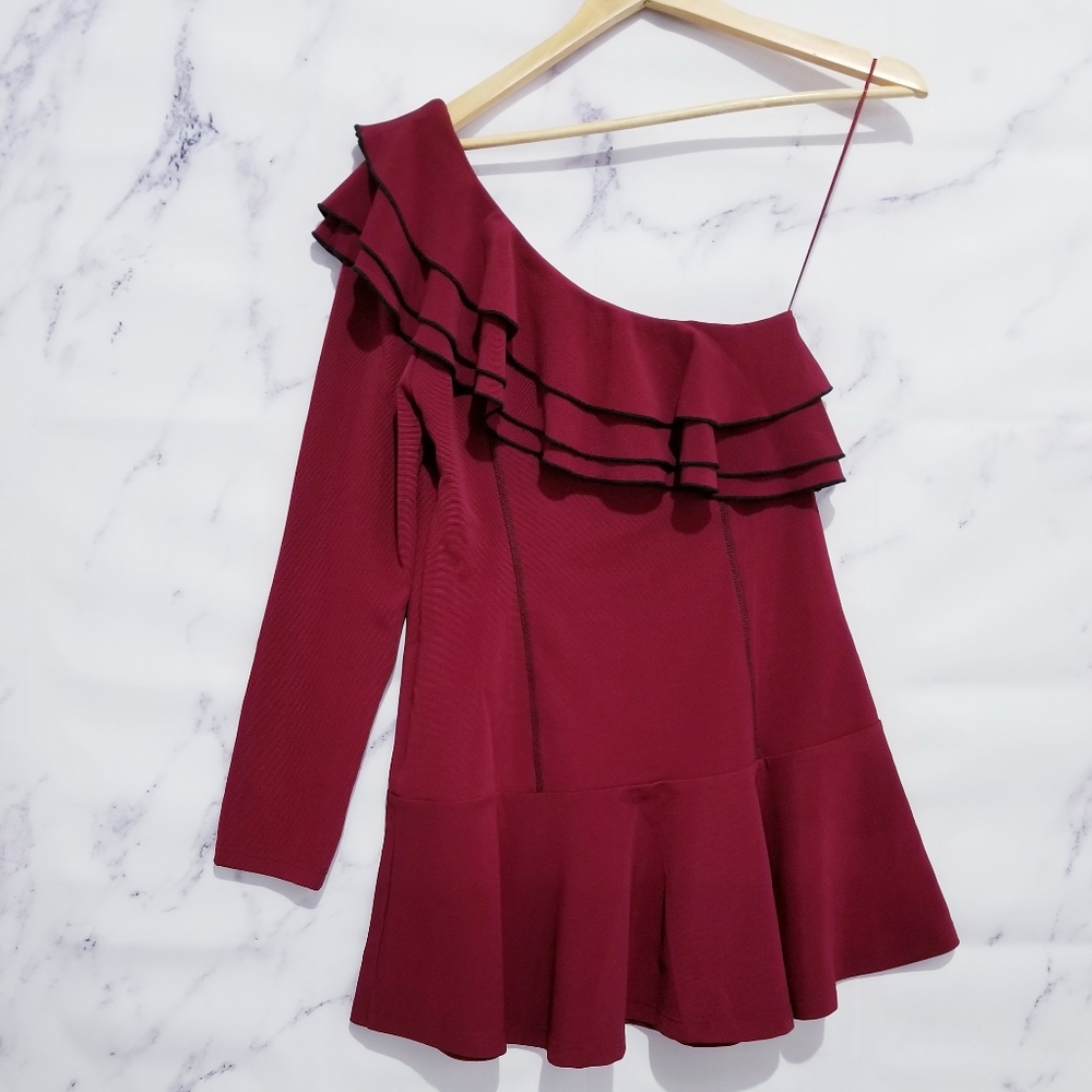 The Room One Shoulder Mini Ruffle Dress - Picture 3 of 9